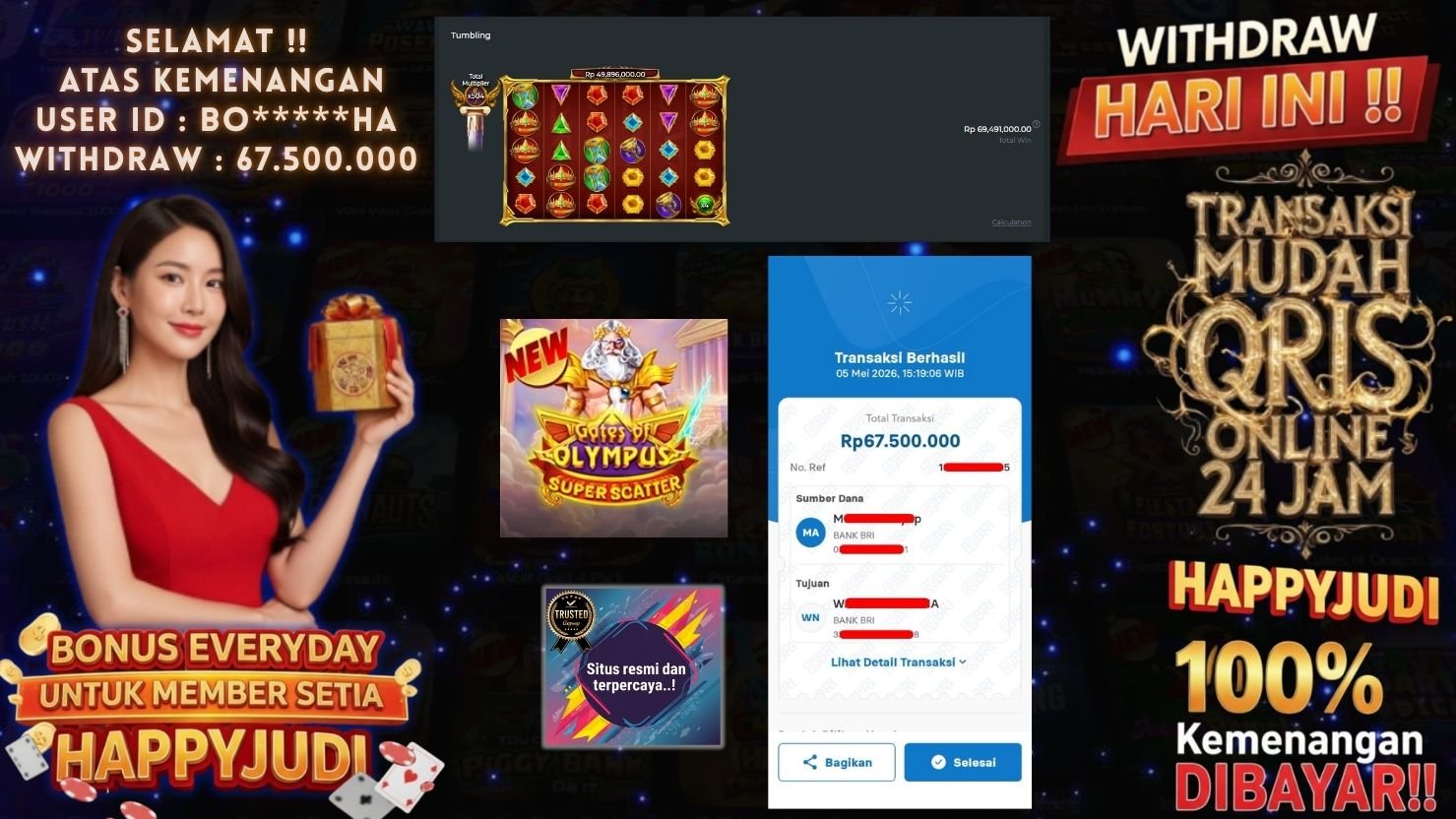 HAPPYJUDI JACKPOT SLOT GATES OF OLYMPUS SUPER SCATTER